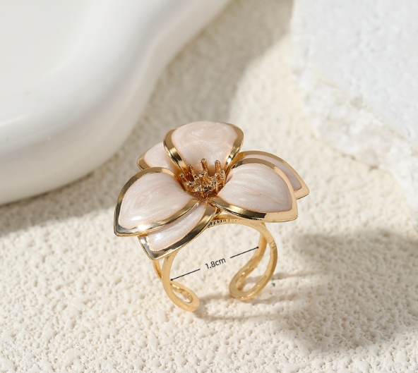 Single Piece Alloy Enamel Flower Ring